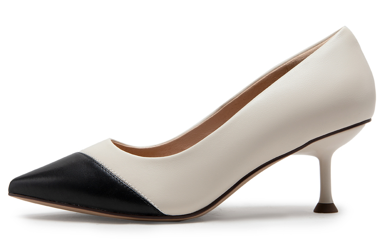 (W) C°BANNER Sheepskin High Heels 6cm 'Colorblock Stiletto'