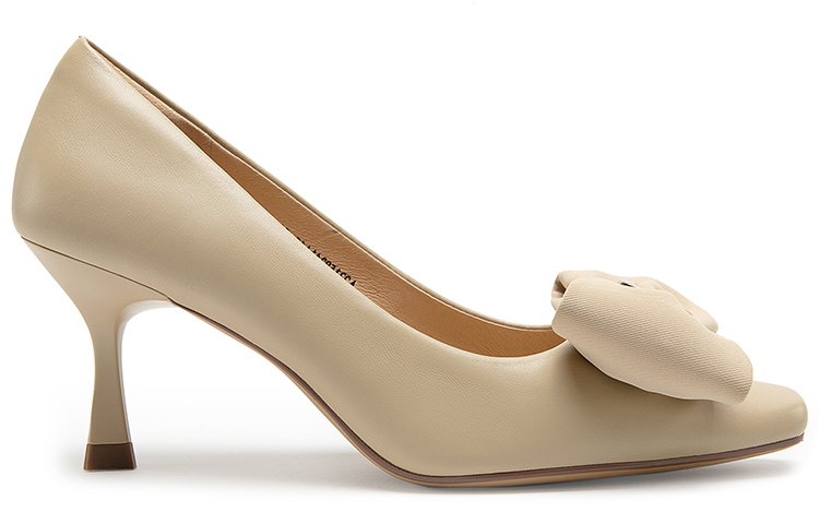 (W) C°BANNER Sheepskin Leather Bowknot High Heels 'Apricot' 圖 2