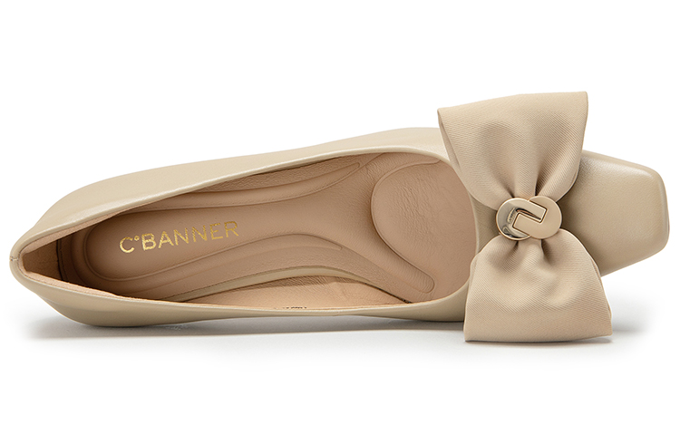 (W) C°BANNER Sheepskin Leather Bowknot High Heels 'Apricot' 圖 5