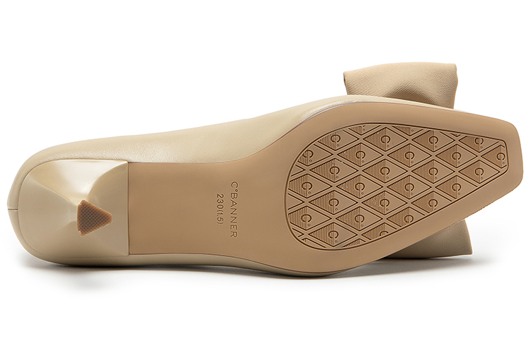 (W) C°BANNER Sheepskin Leather Bowknot High Heels 'Apricot' 圖 6