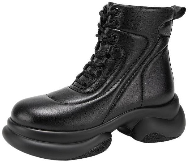 women-c-banner-sheepskin-round-toe-lace-up-platform-booties-comfort-versatile-a23531201