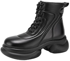 (Women) C°BANNER Sheepskin Round-Toe Lace-Up Platform Booties 'Comfort Versatile' A23531201 (Women) C°BANNER Sheepskin Round-Toe Lace-Up Platform Booties 'Comfort Versatile' A23531201