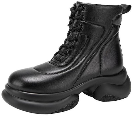 (Women) C°BANNER Sheepskin Round-Toe Lace-Up Platform Booties 'Comfort Versatile' A23531201 Buy (Women) C°BANNER Sheepskin Round-Toe Lace-Up Platform Booties 'Comfort Versatile' A23531201