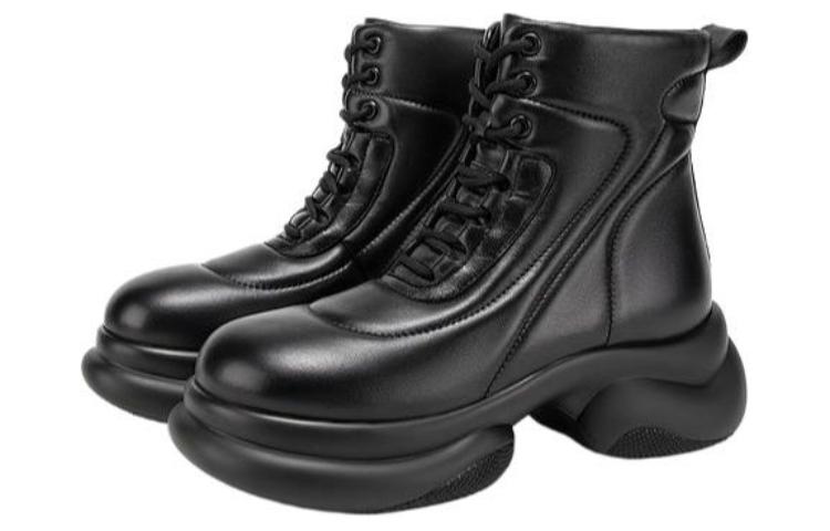 Order (W) C°BANNER 羊皮圆头厚底系带短靴 '舒适百搭' A23531201