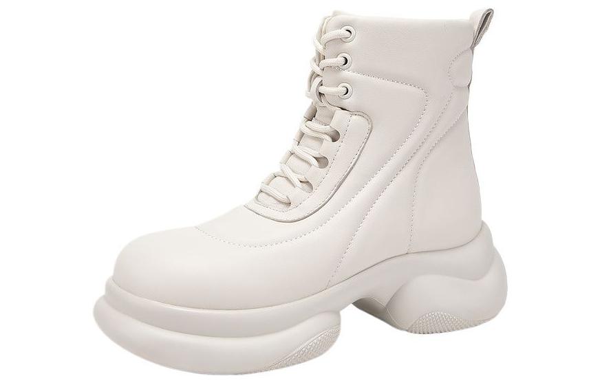 Lookbook (Women) C°BANNER Sheepskin Round-Toe Lace-Up Platform Booties 'Comfort Versatile' A23531201