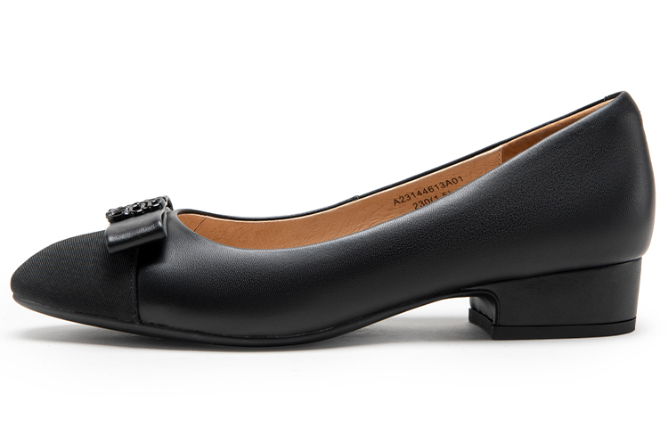 (Women) C°BANNER Sheepskin Round Toe Chunky Heel Pumps '3cm' A23144613