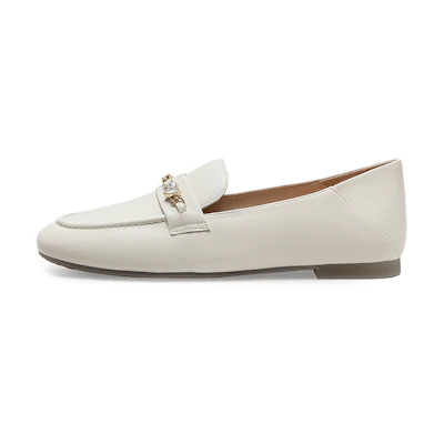 (W) C°BANNER Sheepskin Simple Commuter Casual Flat 'White'