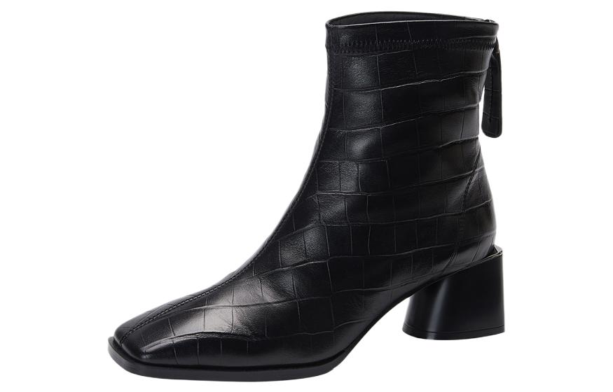 (W) C°BANNER Short Fashion Zip Boot 'Black Square Toe' 圖 2