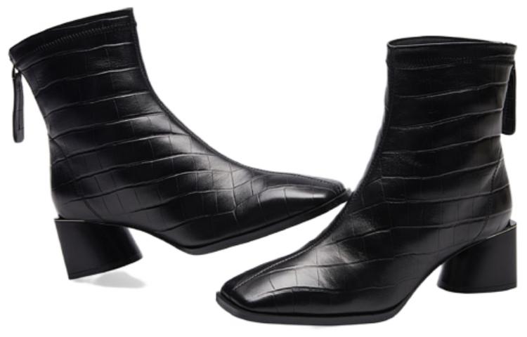 (W) C°BANNER Short Fashion Zip Boot 'Black Square Toe' 圖 3