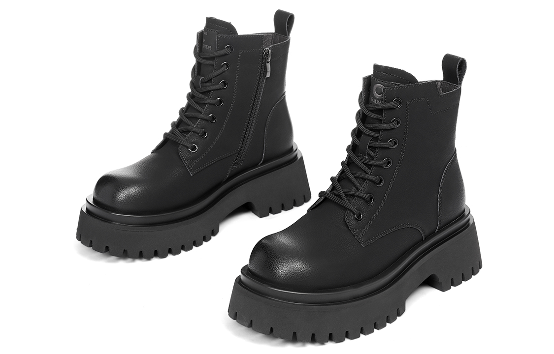 (W) C°BANNER Short Martin Boots 'Black Leather Faux Fur-Lined' 圖 4