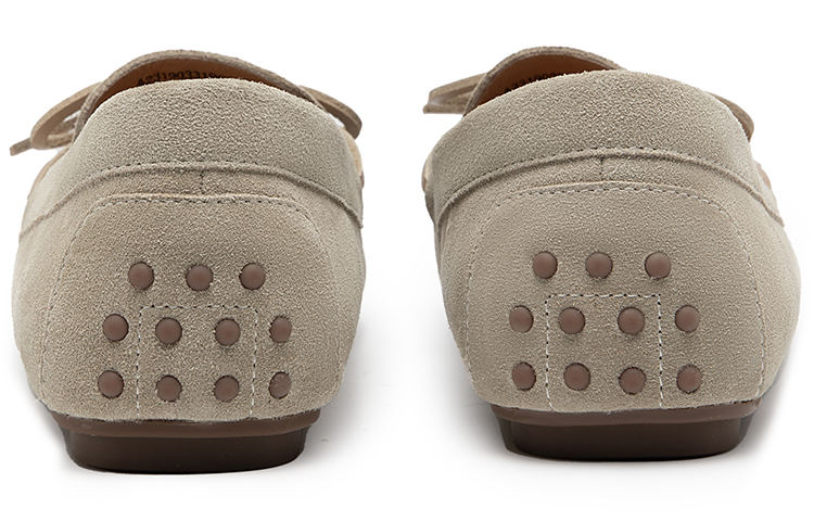 Shop 千百度C°BANNER 牛皮革舒適懶人一腳蹬平底鞋 女款 米灰色