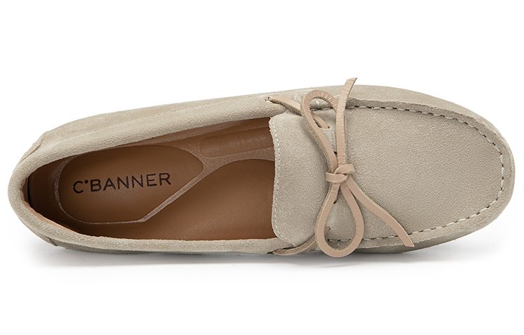 Purchase 千百度C°BANNER 牛皮革舒適懶人一腳蹬平底鞋 女款 米灰色