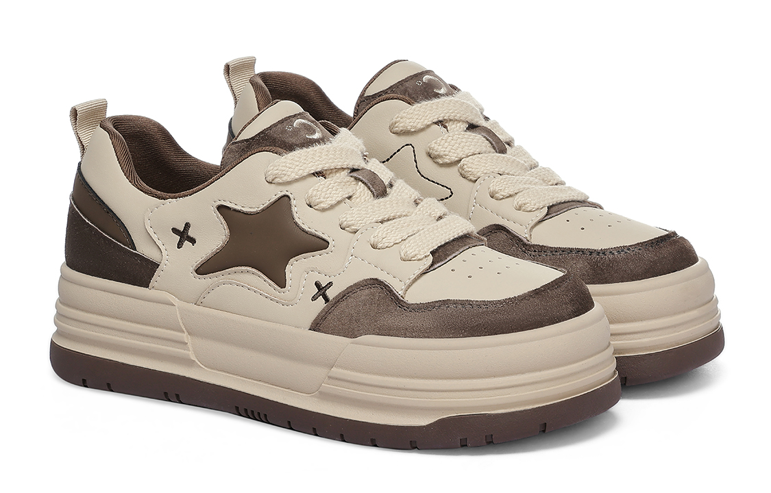 (W) C°BANNER Synthetic Leather Low-Top Sneakers 'Brown Cool Mix-Star' 圖 4