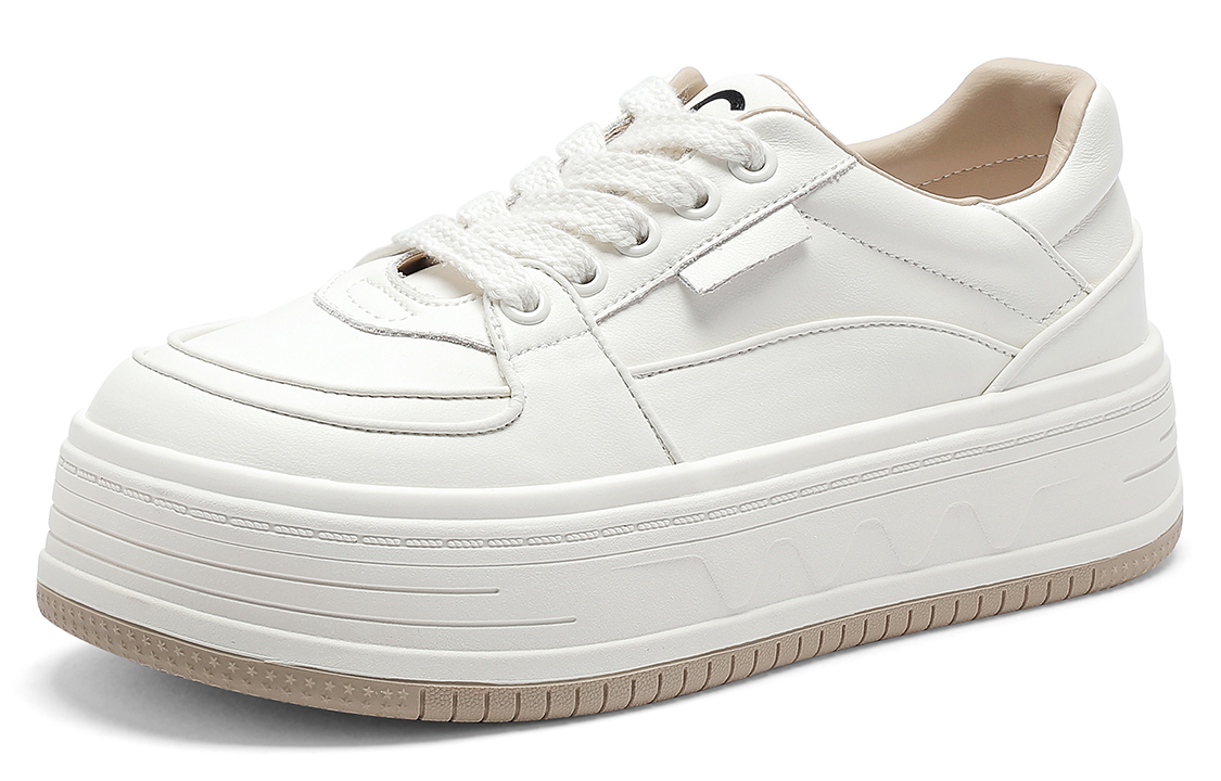 Order 千百度C°BANNER 合成革 拼接減震舒適百搭 低幫 板鞋 女款 米咖色