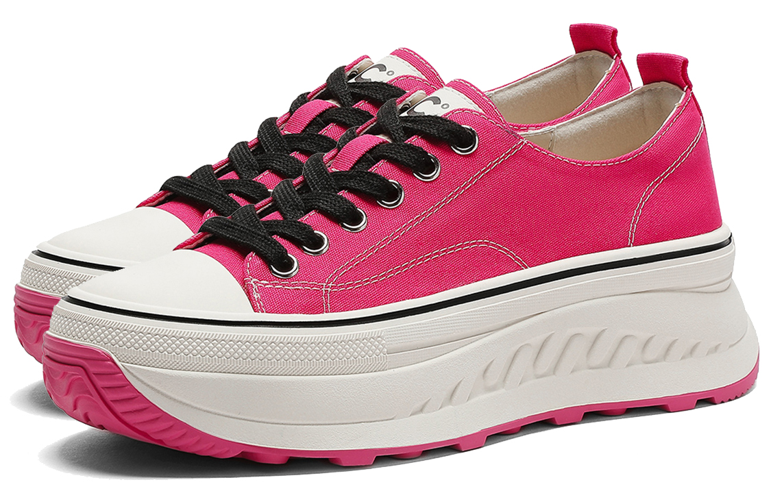 (W) C°BANNER Thick-Soled Lace-Up Canvas 'Red' 圖 3