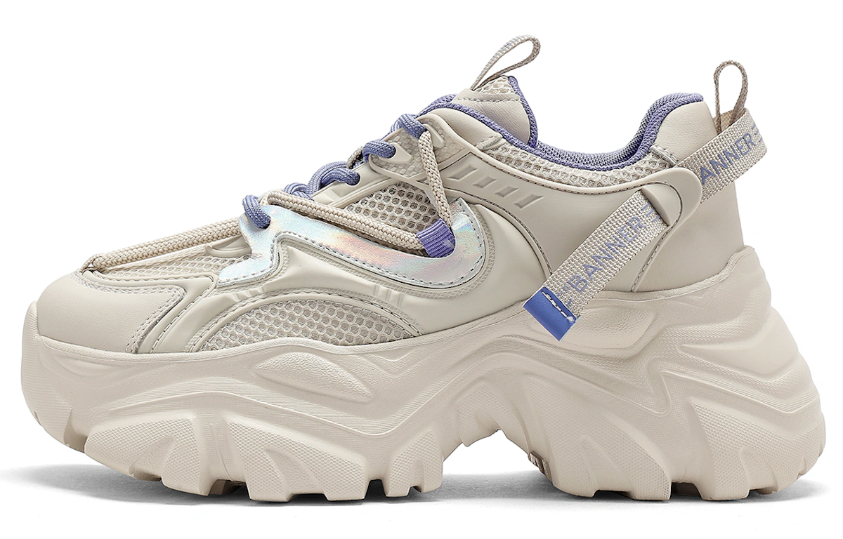 (Women) C°BANNER Thick Bottom Versatile Casual 'Dad Shoe White Purple'