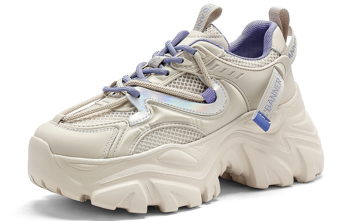 (Women) C°BANNER Thick Bottom Versatile Casual 'Dad Shoe White Purple'