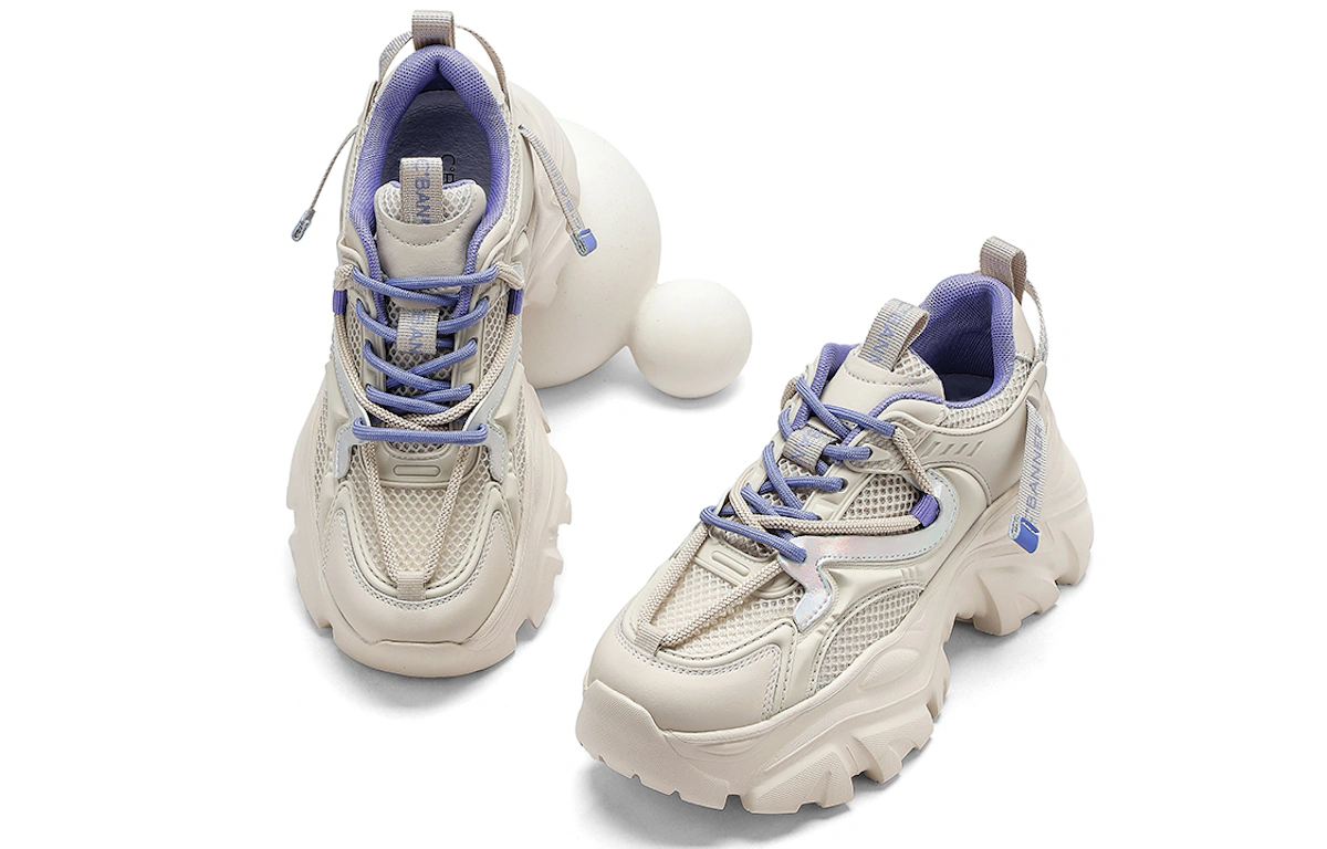 (Women) C°BANNER Thick Bottom Versatile Casual 'Dad Shoe White Purple'