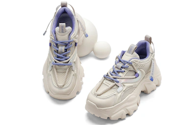 (Women) C°BANNER Thick Bottom Versatile Casual 'Dad Shoe White Purple'