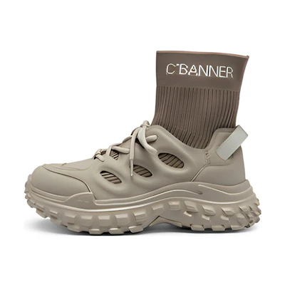 (W) C°BANNER Thick Sole Elastic Sock Ankle Boot 'Grey'