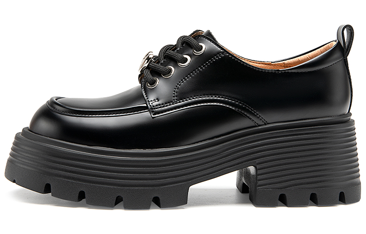 (W) C°BANNER Thick Sole Lace-up Loafer 'Black'