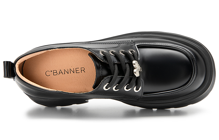 (W) C°BANNER Thick Sole Lace-up Loafer 'Black' 圖 5
