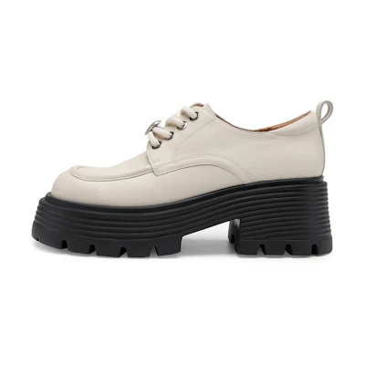(W) C°BANNER Thick Sole Leather Strap Loafers 'Beige'