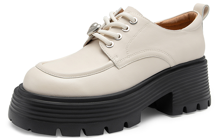 (W) C°BANNER Thick Sole Leather Strap Loafers 'Beige' 圖 3