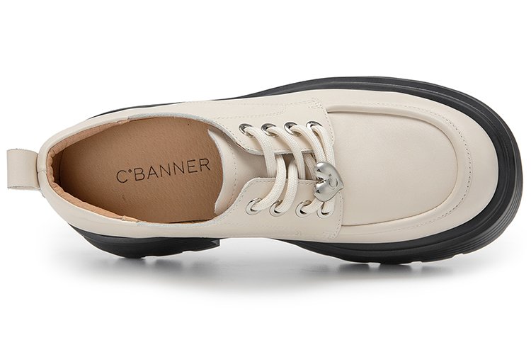(W) C°BANNER Thick Sole Leather Strap Loafers 'Beige' 圖 5