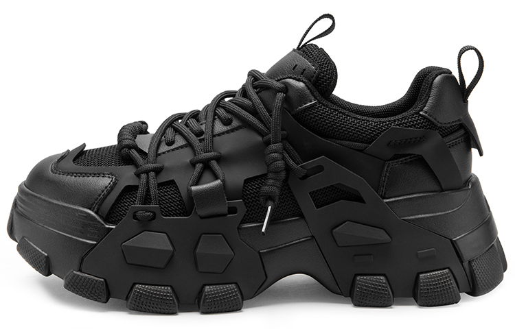 (W) C°BANNER Thick Sole Patchwork Dad Shoe 'Black'