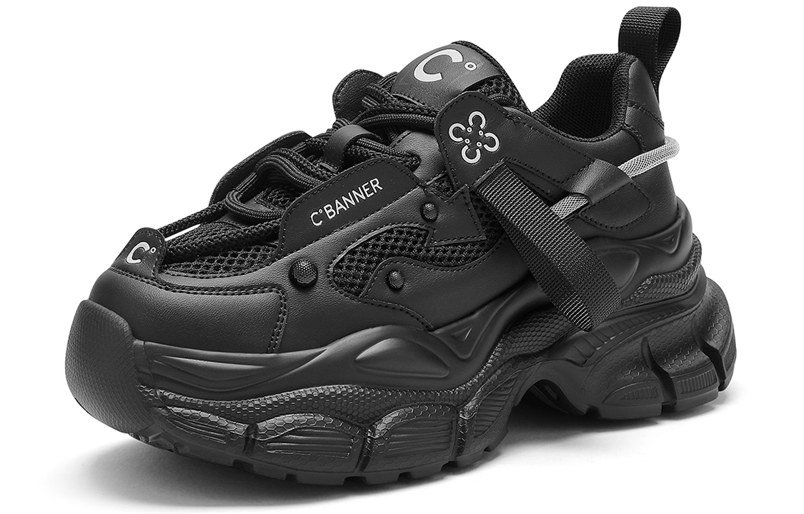 (W) C°BANNER Thick Sole Round Toe Lace-up Low Top 'Black Dad Shoe' 圖 2