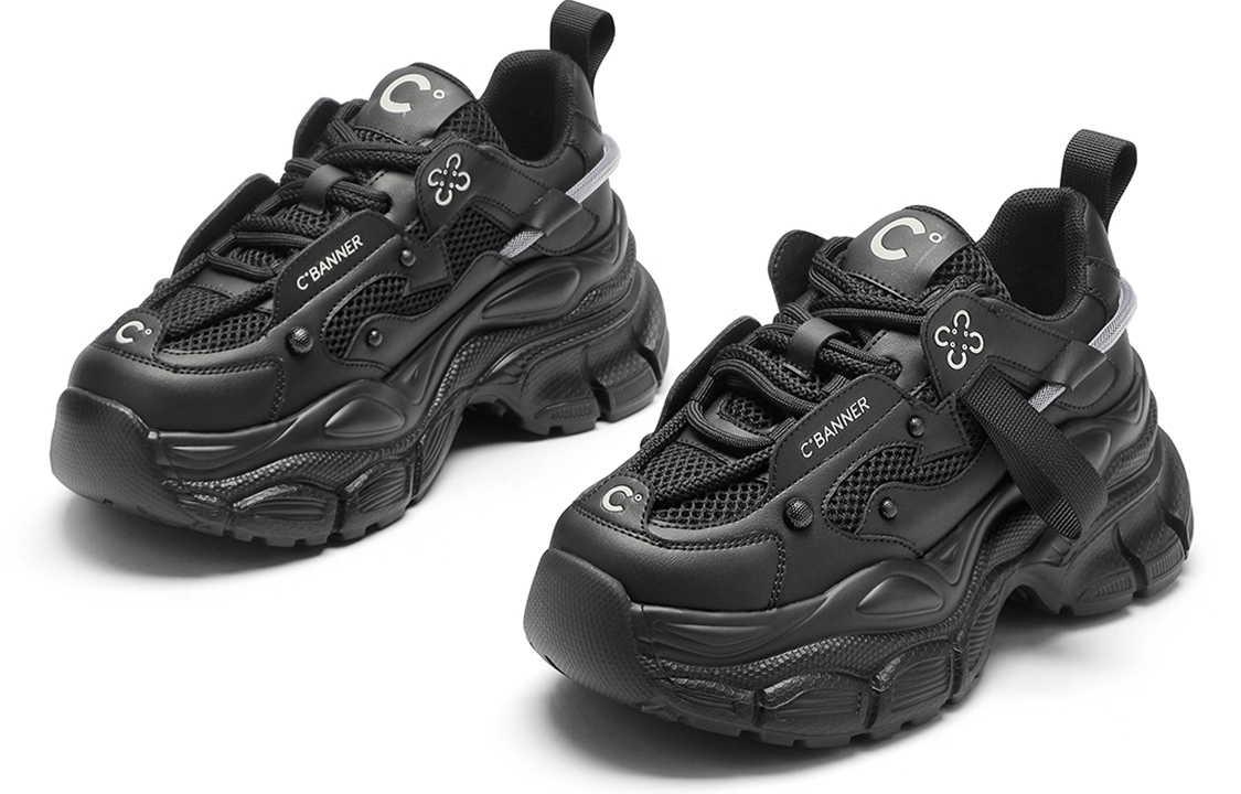 (W) C°BANNER Thick Sole Round Toe Lace-up Low Top 'Black Dad Shoe' 圖 3