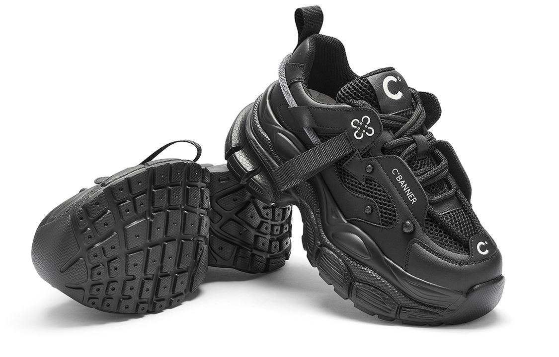 (W) C°BANNER Thick Sole Round Toe Lace-up Low Top 'Black Dad Shoe' 圖 5
