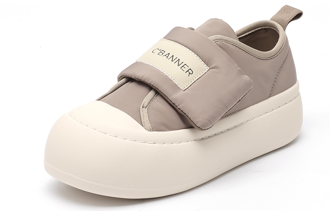 (W) C°BANNER Thick Sole Round Toe Velcro Low-Top Sneaker 'Khaki'