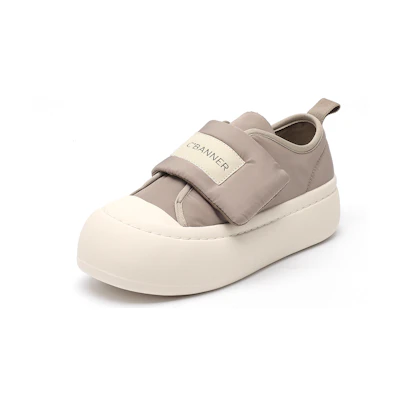 (W) C°BANNER Thick Sole Round Toe Velcro Low-Top Sneaker 'Khaki'
