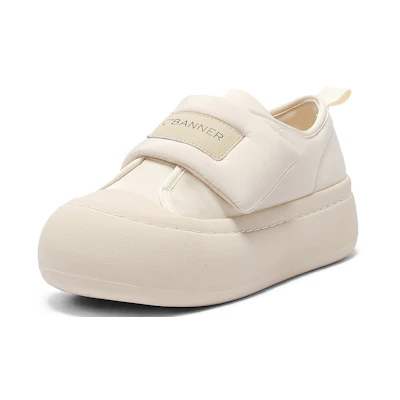 (W) C°BANNER Thick Sole Round Toe Velcro Low-Top Sneaker 'Beige'