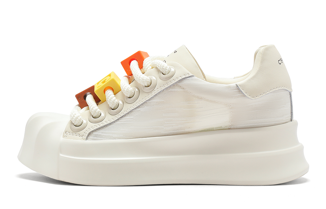 (W) C°BANNER Thick Sole Shell Toe CMFT Low Top Sneakers 'White'