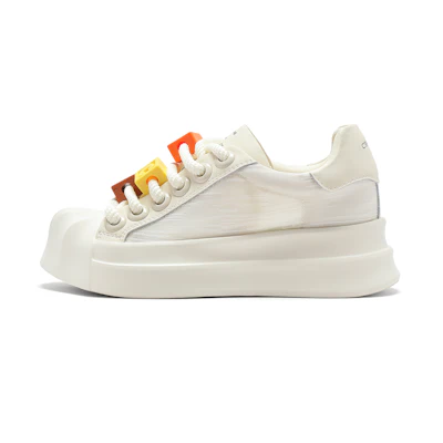 (W) C°BANNER Thick Sole Shell Toe CMFT Low Top Sneakers 'White'