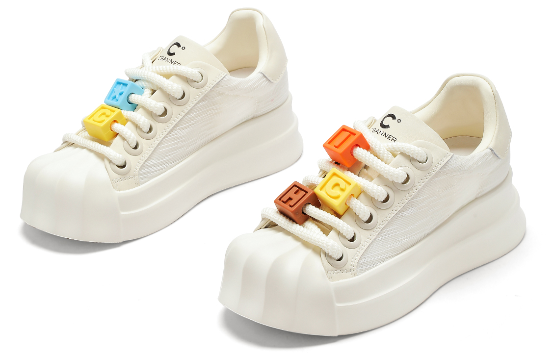 (W) C°BANNER Thick Sole Shell Toe CMFT Low Top Sneakers 'White' 圖 4
