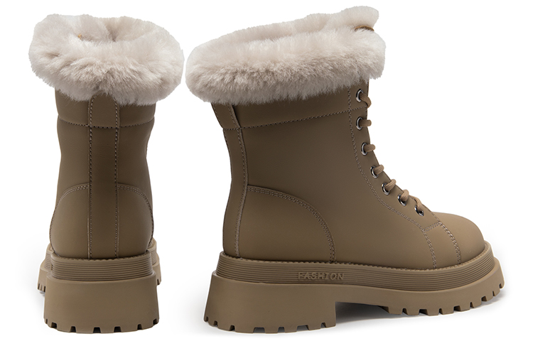 (W) C°BANNER Thick Warm Retro Workwear Martin Boots 'Khaki' 圖 4