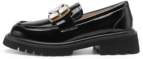 (Women) C°BANNER Thousand Degrees Leather 'Black Crystal Platform Loafer' A23115201B01 (Women) C°BANNER Thousand Degrees Leather 'Black Crystal Platform Loafer' A23115201B01