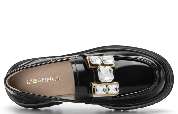 Shop (W) C°BANNER Seribu Derajat Kulit 'Loafer Platform Hitam Kristal' A23115201B01