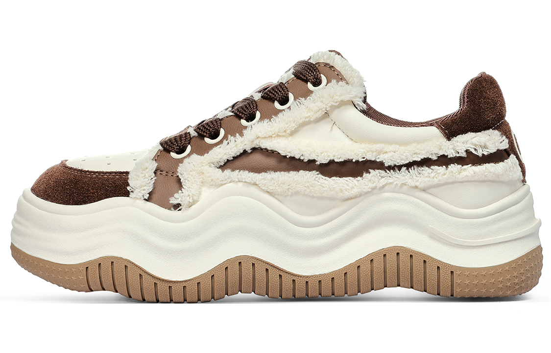 (W) C°BANNER Wave Series Low-Top 'Brown Patchwork Leather'