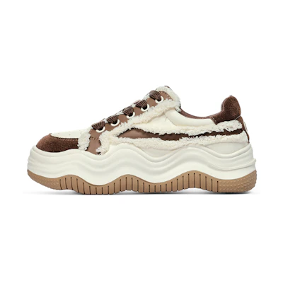 (W) C°BANNER Wave Series Low-Top 'Brown Patchwork Leather'
