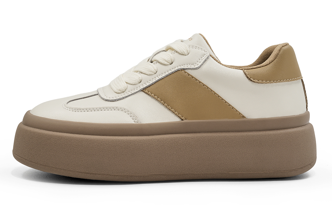 (Women) C°BANNER x Qianbaidu Leather Platform Low 'Beige' Q9233081D73