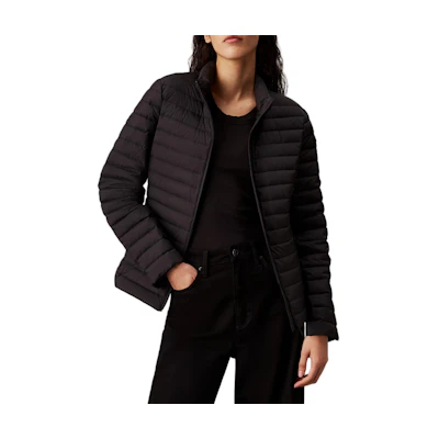 (Women) Calvin Klein Black Zip-Up Stand Collar Jacket with Side Pockets. K20K207285-BEH