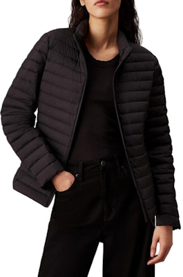 (Women) Calvin Klein Black Zip-Up Stand Collar Jacket with Side Pockets. K20K207285-BEH Order (Women) Calvin Klein Black Zip-Up Stand Collar Jacket with Side Pockets. K20K207285-BEH