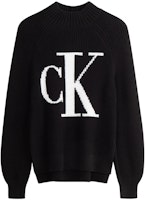 (Women) CALVIN KLEIN Casual Colorblock Logo Knit Sweater Crewneck Loose Fit J224779 (Women) CALVIN KLEIN Casual Colorblock Logo Knit Sweater Crewneck Loose Fit J224779