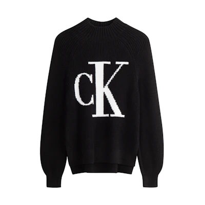 (Women) CALVIN KLEIN Casual Colorblock Logo Knit Sweater Crewneck Loose Fit J224779