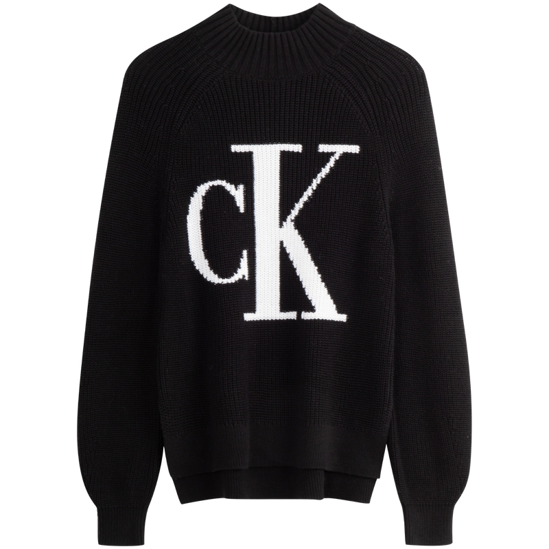 Order (Women) CALVIN KLEIN  Casual Colorblock Logo Knit Sweater Crewneck Loose Fit J224779